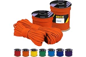 EdcX 4 mm Polyester Paracord 550 25+ Colors (15, 30 and 50 m) – 4 mm Type III, Tear-Resistant Parachute Cord for Survival Made of 100% Polyester with 7 Wires | Solid Colours