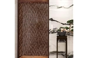 FENGSHOUU Zasłona w stylu retro, drewniana zasłona z koralików, wisząca zasłona na drzwi, zasłona dzieląca, ręcznie wykonana zasłona ze sznurka z pereł, panel do drzwi wejściowych, dekoracja mieszkania (60 plażowa 60 x 180 cm)