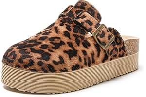 JOMIX Zoccoli Donna con Zeppa Ciabatte Invernali Comodi Pelle Scamosciata Pantofole da Inverno con Suola in Sughero