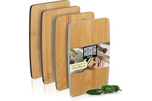 Moritz & Moritz 4X Cutting Boards Bamboo Small - 23 x 15 cm - Breakfast Bamboo Chopping Boards – Wooden Cutting Boards for Serving and Serving