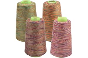 FOGAWA 4 Rollen Nähgarn Polyester Nähgarn Nähmaschinengarn, 40s/2, 3000 yards, Garnspule Overlockgarn für Näharbeiten, Quilten, Patchwork, Kleidung(Bunt 060428 + 040418 + 040806 + 141022)