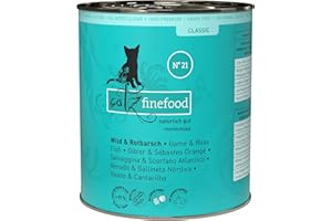 catz finefood N° 21 dziki i okoń czerwony drobnoustrojowa karma dla kotów mokra, udoskonalona ziemniakami i borówkami, 6 x 800 g puszki