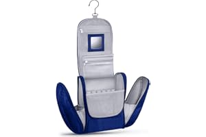 KRONIFY Duża kosmetyczka premium do zawieszenia z lustrem I kosmetyczka damska z haczykiem I kosmetyczka męska I kosmetyczka damska I duża kosmetyczka, niebieski, L, casual