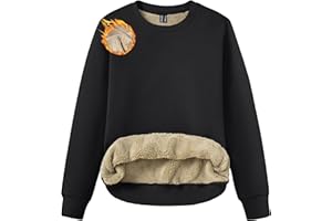 TACVASEN Women's Sherpa Fleece Lined Sweatshirt Winter Warm Long Sleeve Pullover Crew Neck Tops Relaxed Fit
