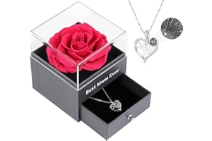 EAPRALA Eternal Rose Gifts for Mum,Preserved Real Rose Gifts on Mothers Day Christmas,Romantic Mum Birthday Gifts with Necklace for Mum Women Her Grandma,HotPink