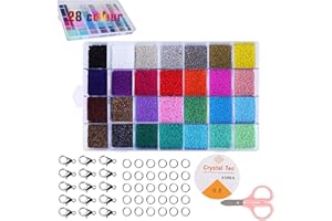 HTBAKOI 28000 Bolitas Abalorios para Hacer Pulseras Cuentas Kit Bolas para Pulseras 28 Color 2 mm Missangas Beads for Jewelry Making Cuentas de Colores Piezas Pack Bijuteria Adultos Niñas Accesorios Perlas