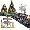 Electric Train Sets for Boys Girls Metal Alloy Christmas Toys Steam Locomotive, Passenger Carriages, Tracks, Light & Sounds Rechargeable Birthday Gifts for Kids 3 4 5 6 7 8 + Years Old Green…