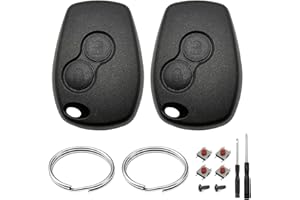 JJCHQ Lot de 2 Coque Clé de Voiture 2 Boutons Compatible avec Renault Clio Kangoo Modus Master Twingo Trafic et Dacia Boîtier Cle Télécommande sans Lame Coque Clef de Voiture avec Porte-Clés