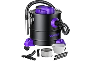 ‎VANPORE VANPORE Aschesauger für Kamin, 20L Aschesauger, 1200W Starke Saugleistung, Kamin Staubsauger mit Rollfuß, Für Kamin, Pelletgrill, Ofen und Feuerstelle (Purple)