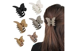 ALTcompluser 6 Stück Haarklammer Schmetterling Haarspange Rutschfeste Hair Claw Clips Matte Haar Klammern für Frauen Mädchen Damen Dickes Haar (4 Große +2 Klein)
