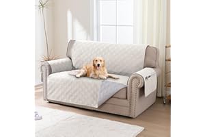 BellaHills Copridivano 2 Posti, Copricuscini Divano Con Tasche Portaoggetti,100% Impermeabile Copridivano con Braccioli, Antiscivolo Antimacchia Copridivano, Seduta 120cm, Beige