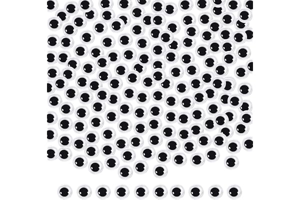 TOAOB 300pcs Yeux Mobiles avec Auto-adhésif Autocollants en Plastique Wiggle 6mm Rondes Noir Blanc Artisanat Collage des Yeux pour Bricolage Scrapbooking Accessoires