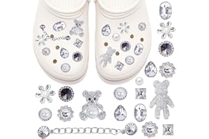 WEHOOM Schuhanstecker, 18 Stück für Crocs Anstecker Glitzer, Schuh Charms, Schuhanhänger, für Charms Glitzer, für Crocs Anstecker Gold, PVC Shoe Charm für Mädchen Frauen Kinder