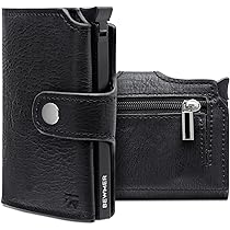 Portafoglio Uomo Sottile Con Protezione RFID - Portacarte In Alluminio, Pelle Bovina