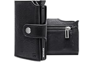 BEWMER v2 Portefeuille Homme&Femme en Similicuir avec Protection RFID Anticlonage | Porte Carte Homme&Femme pour 9 Cartes De Crédit, avec Poche Monnaie | Portefeuilles Et Porte-Cartes Noir