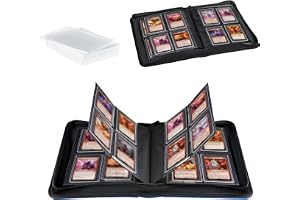 Mcbazel Toploader Card Binder Holds 112 Cards with 10 Toploaders, 4 Pocket Album for 3"x4" 35PT Rigid Card Sleeves, Zippered Trading Card Binder for PKM, MTG, Yugioh, Baseball Sports Cards-Black