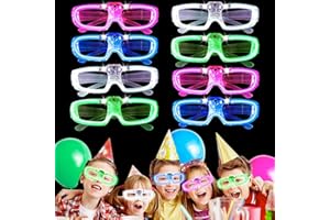 FQDVM Neon Glasses Party-8 Pack Led Glasses, Shutter Glasses Shades for Kids Adults, Glow in The Dark Party Accessories, 80s Rave Glow Glasses, Flashing Glasses Fun Party Supplies