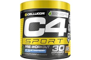CELLUCOR C4 Sport - Suplemento en polvo para preentrenamiento - Frambuesa azul | Bebida energética para antes de entrenar | 135 mg de cafeína + beta alanina + creatina | 30 raciones
