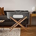 Snuz SnuzBaskit Moses Basket & Stand Set for Baby|Dual mesh windows for Airflow|Soft Material |3D breathable mattress | Machine Washable Liners |Basket & Stand: 84 x 46.5 x 74 cm|Dark Grey& Natural