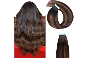 YILITE Tape in Hair Extensions Human Hair #T2/P2/6 16 inches 20pcs 40g/pack Invisible Straight Seamless Skin Weft Remy Hair Extensions Silky Tape Hair Extensions Real Human Hair (16 inches #T2/P2/6)