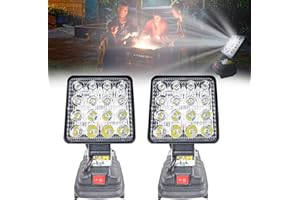 munloo Akumulatorowa lampa do Makita 18 V, 2 sztuki, 27 W, lampa robocza LED, wielofunkcyjna lampa LED, przenośna lampa na plac budowy, latarka do Makita 18 V bateria litowa Lonen