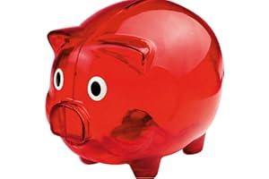 NOTRASH2003 Duża, przezroczysta świnka skarbonka z tworzywa sztucznego, pomysł na prezent, oszczędność, moneybank, pojedynczo lub w podwójnym zestawie, 12,5 x 10 x 10 cm, niebieska, czerwona, zielona lub