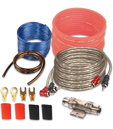 Kit Câblage Ampli Voiture 4 Gauge 2800W - Câble D'alimentation, Interconnexion, Fusible, Pour Subwoofer