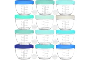 Youngever Lot de 18 Pot de Conservation Bebe 180ML, Petit Pot Bébé, Repas de Bébé Boîtes de Conservation (Coastal)
