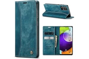 ZoRoll Cover Compatibile con Samsung Galaxy A52S 5G / A52 5G / 4G, PU Pelle Premium Portafoglio Custodia, [RFID Blocking] Antiurto Flip Custodia Compatibile con Samsung Galaxy A52 5G - Blu-verde