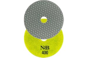 NBB Almohadilla de Pulido Diamantada, Disco de Lijado diamante Electrodepositado, en Seco y Húmedo, para pulir Granito Mármol Piedra Cerámica Azulejo Porcelana, Respaldo de Nylon, 4" 100mm (1, 400#)