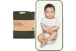 KeaBabies Tragbare Wickelunterlage, Leicht Abwischbar – Faltbare, Wasserdichte Wickelmatte für Wickeltasche, Kompakt, Leicht, 65x35 cm, Neugeborene, Säuglinge, Baby – Reise-Essential (Dark Olive)
