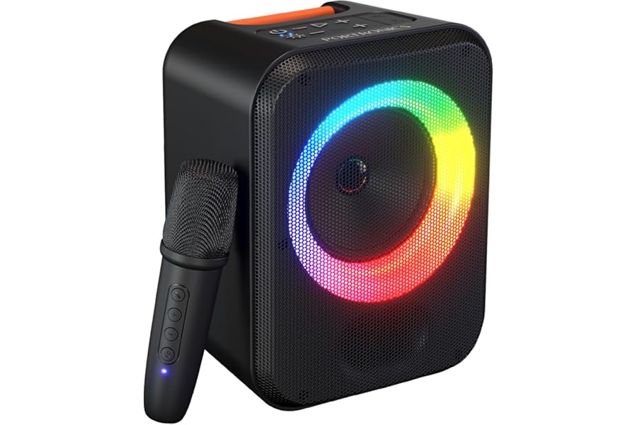 Portronics 30W Apollo 30 Wireless Bluetooth Portable Speaker with Wireless Karaoke Mic, Echo Control, 5 Hour Playtime, RGB LE