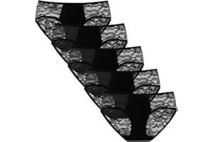 INNERSY Majtki damskie koronkowe stretch, seksowna bielizna hipsterska, miękkie majtki, zestaw 5 sztuk