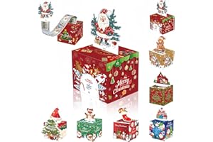 AISSZHAO Christmas Money Pull Box,Christmas Money Gift Box Pull Surprise Money Pull Pouch for Kids/Adult,Xmas Money Box for Cash,Money Cake Pull out Cash with Xmas Card and 50P Bags,Money Reveal Box Xmas Party