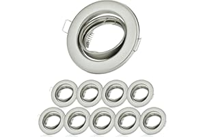 10x Sweet Led Cadre encastrable incluant douille GU10 - Spots encastrables IP20 230V - adaptés pour LED & halogène - Spots encastrables orientables en métal - Ø 88mm, chrome brossé