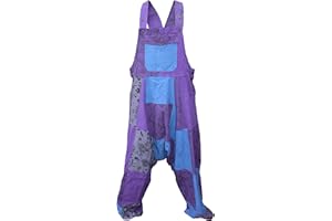 Gheri Mens Loose Fit Patchwork Printed Cotton Harem Dungarees