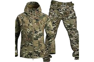 Rvuem Camouflage Military Uniform - Men's Tactical Jacket and Pant, Waterproof Army Combat Suit Sets, Waterproof Camo Uniform