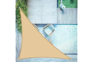 LOVE STORY Vela ombreggiante Triangolare 3x3x4.25m Impermeabile Tenda a Vela Sabbia Tenda da sole per esterno，PES Poliéster Protezione UV al 95% per Esterno,Giardino,Terrazzo,Balcone,Patio