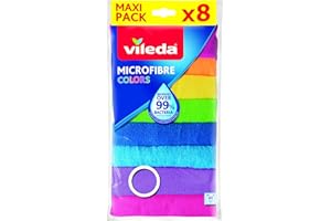 Vileda - Set de 8 bayetas Microfibras Colors, colores variados, 30 x 30 cm, 8 unidades