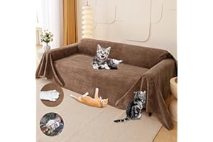 Loiion Copridivano 3 Posti, Protezione Graffi Gatto, Telo Copridivano, Impermeabile Copri Divano Antigraffio Gatto Cani, Copridivano Mobili Protector, Protezione Divano Graffi Gatto,Marrone,340x180cm