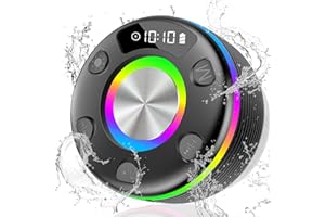 OYIB Enceinte Douche Bluetooth 5.3, Enceinte Bluetooth avec son stéréo HD à 360 °, Etanche IP7 Haut Parleur Bluetooth avec Appel Bluetooth, lumières RVB/Ventouses, Adapté pour Les Fêtes/Plein Air/Voyage