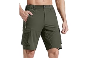 Comallan Pantalon Corto Hombre Secado Rápido Pantalones Trekking Senderismo Cargo Trabajo Cortos y con Bolsillos con Cremallera