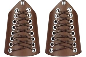 Thajaling 2 Pieces Medieval Archery Bracers, Viking Cuffs LARP Bracers, Wide Leather Vintage Bracers, Handcrafted Leather Armguards
