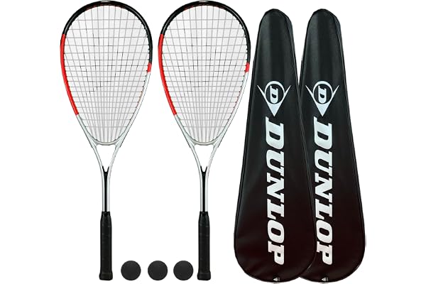 2 x Max Dunlop Biotec Ti Lot de 2 raquettes de Squash avec balles de 3 Squash RRP £ 150