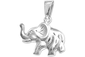 CLEVER SCHMUCK Silberner Anhänger Elefant ca. 16 x 10 mm, beidseitig plastisch vorn matt diamantiert hinten glänzend Sterling Silber 925 in Schmuckverpackung