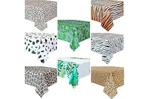 Hegbolke 8 pezzi Animal Safari a tema Zoo stampa copertura da tavola - tema animali festa di compleanno doccia per bambiniZoo Jungle Safari festa a tema (8 pezzi a tema foresta)