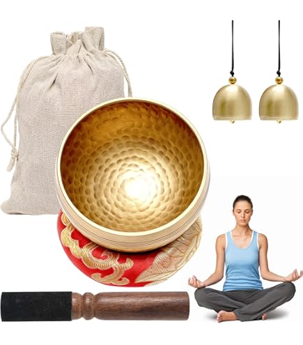 Bol Chantant Tibétain 10,2 Cm – Set Méditation Avec Maillet, Coussin, étui