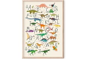 MeinBaby123® ABC Poster dinosaure pour chambre d'enfant DIN A2 - Poster dinosaure alphabet - Poster éducatif - Images pour chambre d'enfant - Images décoratives pour chambre d'enfant - 2