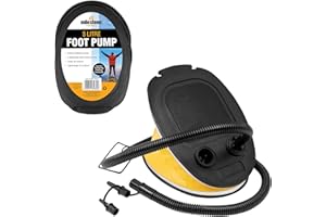 Milestone Camping 5-Litre Foot Operated Air Pump/Suitable For All Inflatables/Includes 2 Nozzles/Lightweight & Portable / 26.5cm x 18.5cm