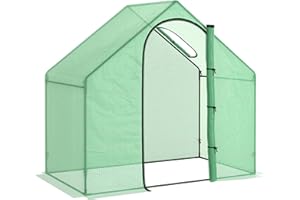 Outsunny Serre de Jardin PE, Serre de Balcon, bâche renforcée, châssis en Acier, Porte zippée Enroulable, pour légumes Plantes, intérieur et extérieur, 180 x 100 x 168 cm, Vert